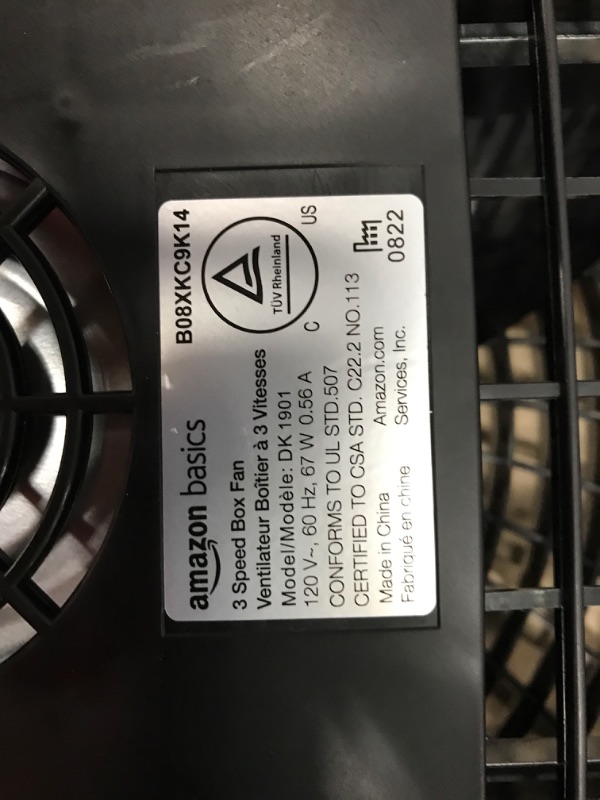 Photo 4 of (doesn't turn on)Amazon Basics 3 Speed Box Fan, 20-Inch 20-inch Box Fan