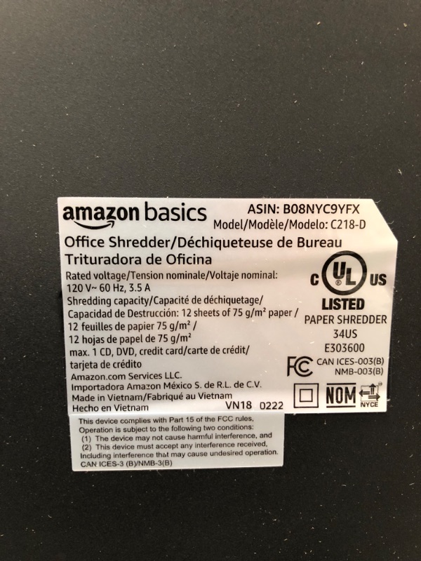 Photo 6 of Amazon Basics 12 Sheet Micro-Cut Paper,Credit Card and CD Shredder for Office/Home & Paper Shredder Sharpening & Lubricant Sheets - Pack of 24