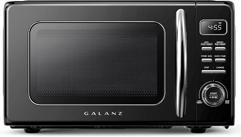 Photo 1 of MISSING HANDLE Galanz GLCMKZ07BKR07 Retro Countertop Microwave Oven with Auto Cook & Reheat, Defrost, Quick Start Functions, Easy Clean with Glass Turntable, Pull Handle.7 cu ft, Black
