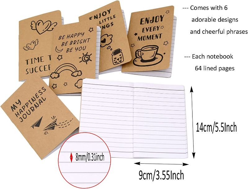 Photo 2 of 12pcs Inspirational Notepads Kraft Paper Notebooks Small Pocket Notepads ,64 Pages Mini Notebooks Bulk for Party School Office Home Coworkers Travel Gift Present Supplies (12pcs-6styles, Brown)