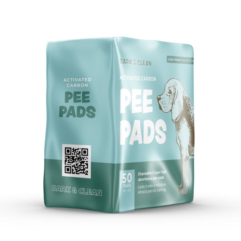 Photo 1 of Bark & Clean Dog and Puppy Pee Pads, Leak-Proof Design, Quick-Dry, Heavy Duty Absorbency, 28" X 34" Xl, 50 Count