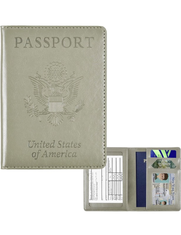 Photo 1 of *BUNDLE OF 2* Doulove Passport and Vaccine Card Holder Combo Rfid Blocking, Upgraded Travel Wallet Passport Holder with Vaccination Card Slot, Passport Cover for Women Men with ID Card Slot Grey Gray