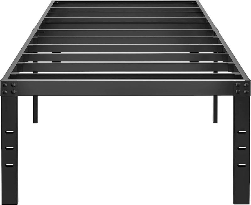 Photo 1 of 18 Inch Twin XL Size Bed Frame, No Box Spring Needed, Heavy Duty Black Metal Platform Mattress Foundation with Steel Slats, Non-Slip Noise Free Easy Assembly, Maximum Storage