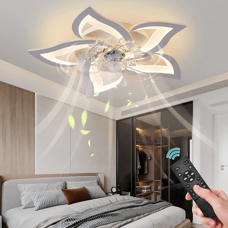 Photo 1 of  Low Profile Ceiling Fan with Lights,110v Modern Dimmable Flower Shape Ceiling Light Fan with Remote Control/app Control,Timing 3 Gear Speeds Fan Ceiling Lamp.