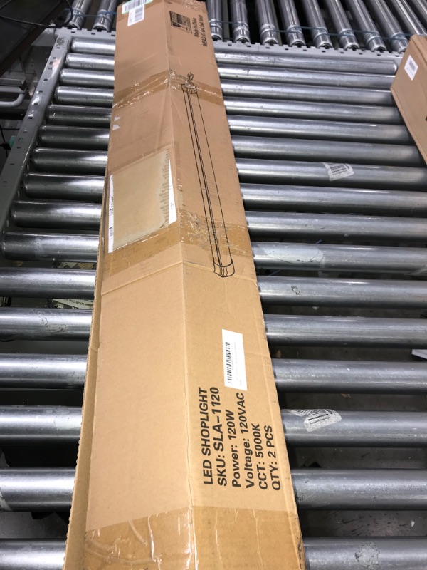 Photo 1 of hykolity Motion Sensor 4FT 120W LED Shop Light, 12000lm(370w Equivalent), 5000K Daylight, Motion Activated, Hanging or FlushMount, with Power Cord, for Garages, Workshops, ETL, 2 Pack White 120W Motion sensor