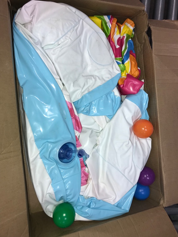 Photo 1 of (SEE NOTES) Fun Pink/Blue Pool Floaties (Inflatable) & Rubber Toy Balls (3 PC)