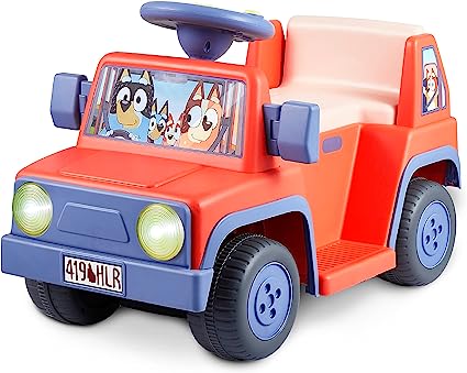 Photo 1 of Bluey 6V Ride On Car for Toddlers - Interactive Electric Car for Kids with Sound Effects & Music, Riding Toy for Boys & Girls, Includes 6V Rechargeable Battery & Charger, Large
