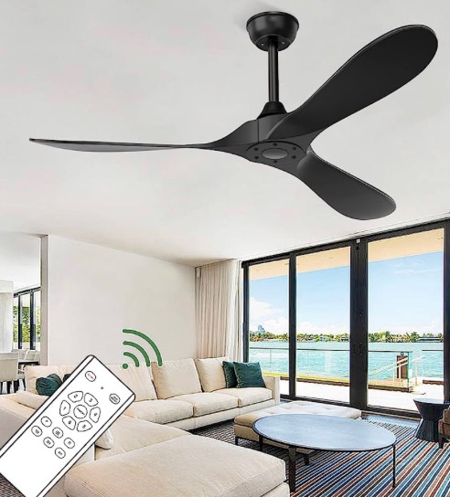 Photo 1 of CLUGOJ Black Ceiling Fan, Modern Ceiling Fans with Remote, Indoor/Outdoor Ceiling Fans for Patios Farmhouse Bedroom, 52", Matte Black