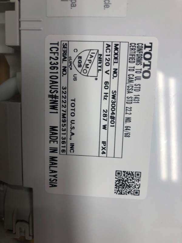 Photo 1 of ***TESTED/ POWERS ON***TOTO WASHLET A2 Electronic Bidet Toilet Seat with Heated Seat and SoftClose Lid, Elongated, Cotton White - SW3004#01