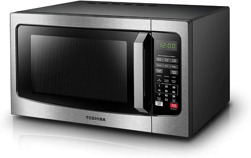 Photo 1 of ***TESTED/ POWERS ON***TOSHIBA Countertop Microwave Oven, 1.2 Cu Ft with 12.4" Turntable, Smart Humidity Sensor with 12 Auto Menus, Mute Function & ECO Mode, Easy Clean Interior, Stainless Steel & 1100W