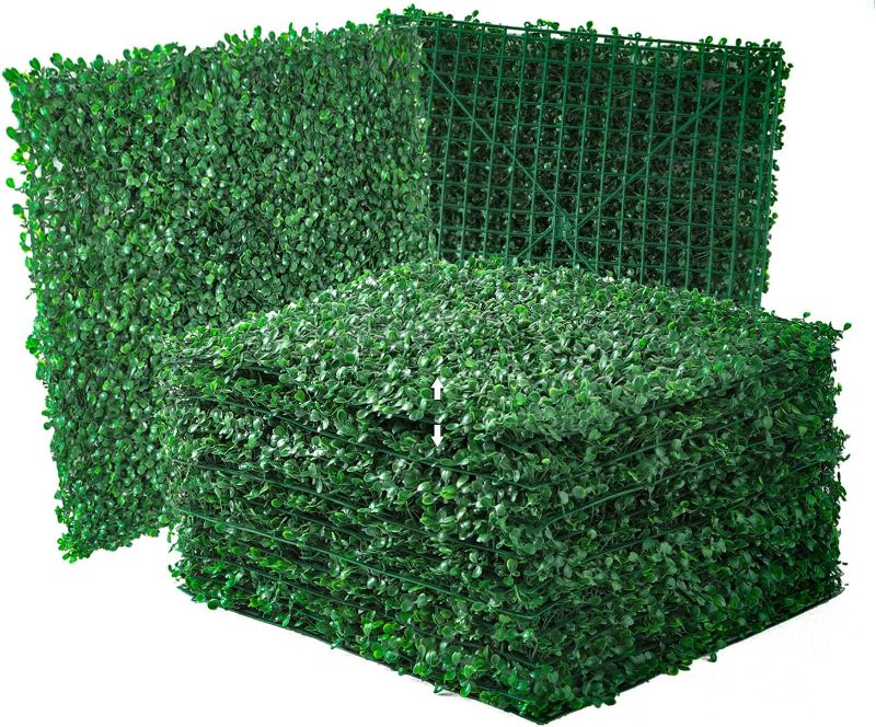 Photo 1 of 12Pcs 20" x 20" Grass Wall Panels, Artificial Boxwood Hedges Panels, UV Protection Privacy Hedge Screen, for Gardens, Fences, backyards Privacy Screen and Indoor Wall Decor