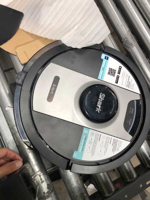 Photo 5 of **USED***
Shark RV2410WD IQ 2-in-1 Robot Vacuum and Mop with Row-by-Row Cleaning, Perfect for Pet Hair, Compatible with Alexa, Black/Bronze, Black/Gold, No Self-Empty Base Black/Gold No Self-Empty Base Standard Mapping + Row-by-Row Cleaning