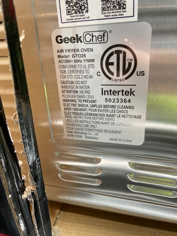 Photo 1 of Geek Chef Air Fryer, 6 Slice 24.5QT Air Fryer Toaster Oven Combo, Air Fryer Oven,Roast, Bake, Broil, Reheat, Fry Oil-Free, Extra Large Convection Countertop Oven, Accessories Included, Stainless Steel, ETL Listed, 1700W