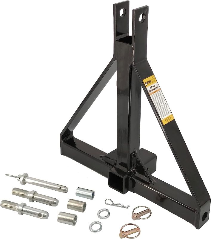 Photo 1 of Standard 3-Point Hitch Adapter for Trailers & Farm Equipment with Category 1 Pins & 2" Hitch Receiver
