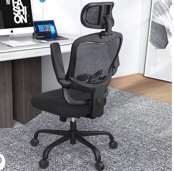 Photo 1 of LANDOMIA Ergonomic Office Desk Chair - Mesh Office Chair with Flip up Arms & Adjustable Back Height - Comfortable Computer Task Chairs with Lumbar Support for Heavy People