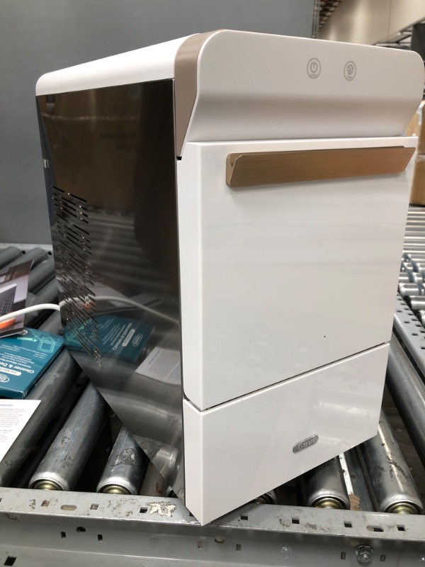 Photo 2 of *TESTED* Gevi Household V2.0 Countertop Nugget Ice Maker | Self Cleaning Pellet Ice Machine | Open and Pour Water Refill | Store Ice Up to 24 Hours | Stainless Steel Housing | Fits Under Wall Cabinet | White Handle - White Coffee