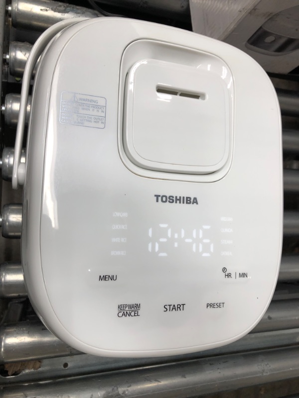 Photo 2 of *Tested* Toshiba Low Carb Digital Programmable Multi-functional Rice Cooker, Slow Cooker, Steamer & Warmer, 5.5 Cups Uncooked with Fuzzy Logic and One-Touch Cooking, 24 Hour Delay Timer and Auto Keep Warm Feature, White