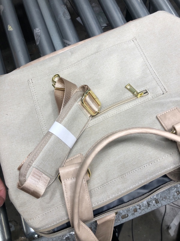 Photo 1 of MINKARS Weekender Bag with Shoe Compartment Travel Tote Overnight Bag, Beige