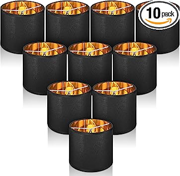 Photo 1 of 10 Pieces Lamp Chandelier Shades Small Lampshade Clip on Drum Fabric Lamp Shades for Table Lamp Floor Lamp 5.5 x 5.5 x 5 Inch(Black)
