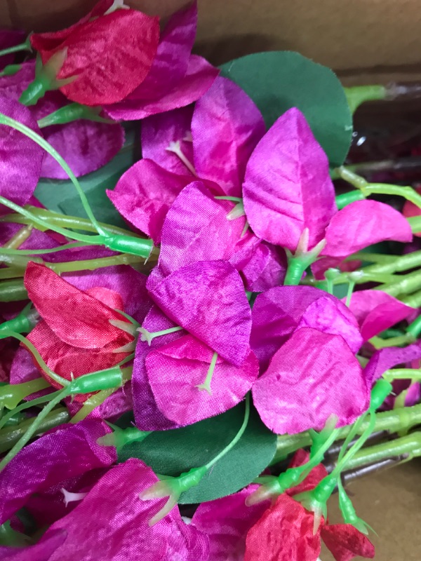 Photo 3 of 40Pcs in Bulk Artificial Bougainvillea Silk Flowers Branches Long Plant Stems 45" for Wedding Centerpieces, Bussiness Decoration Project, Indoor & Outdoor Decoration (Fuchsia Mix - 40Pcs)