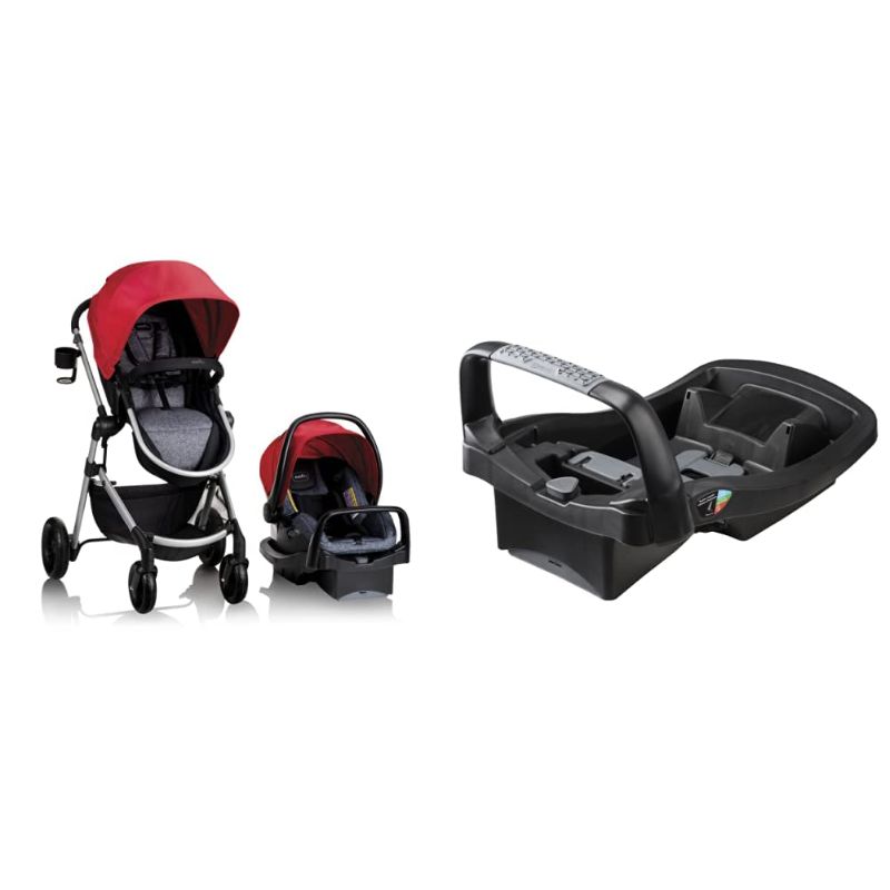 Photo 1 of Evenflo Pivot Modular Travel System with SafeMax Car Seat Modular Travel System Salsa Red