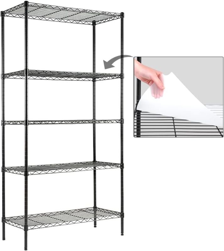 Photo 1 of  5-Shelf Shelving Unit with 5-Shelf Liners, Adjustable, Steel Wire Shelves, 150lbs Loading Capacity Per Shelf, Shelving Units and Storage for Kitchen and Garage (30W x 14D x 60H)
