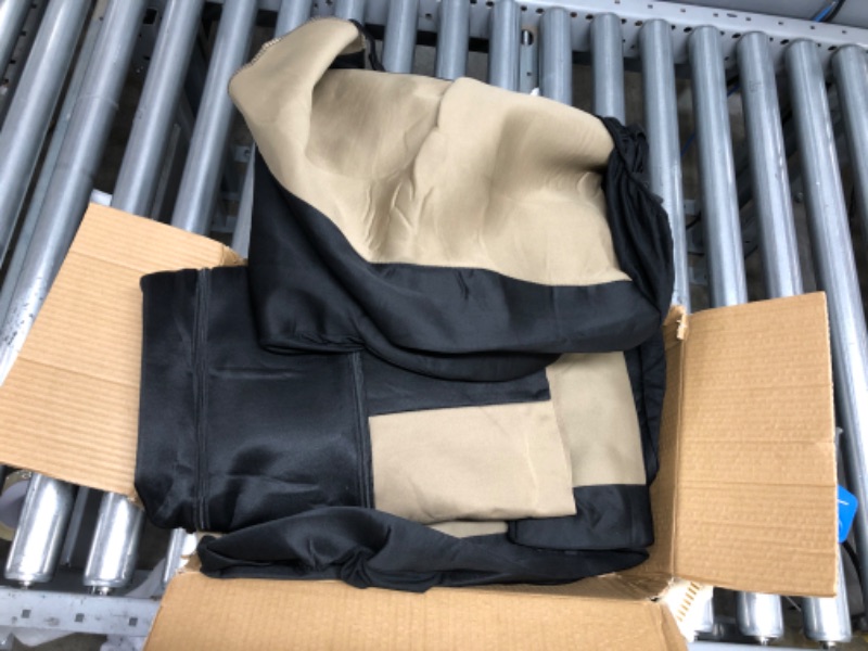 Photo 1 of FH Group Car Seat Cover Full Set Light and Breezy Beige and Black Car Seat Covers with Front Seat Covers and Rear Split Bench Car Seat Cover Universal Fit Interior Accessories for Cars Trucks and SUVs Beige/Black Full Set Seat Covers