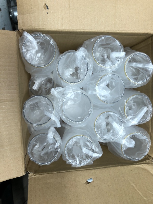 Photo 2 of 24 piece Stemless Disposable Unbreakable Crystal Clear Plastic Wine Glasses Set of 24 (10 Ounces - Gold Rim)