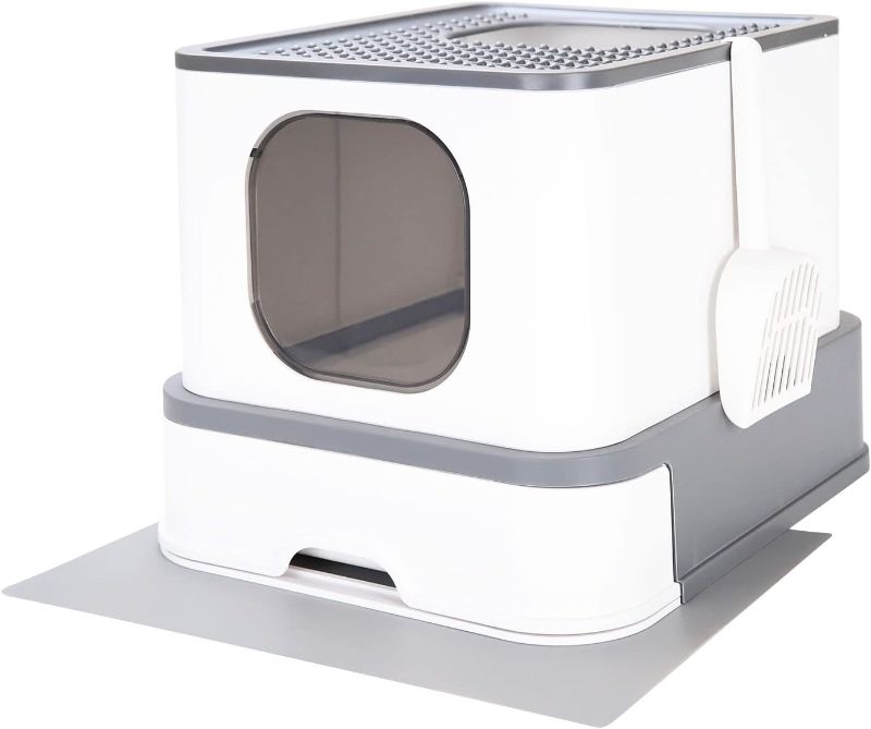 Photo 1 of 
Foldable Cat Litter Box,Large Top Entry Anti-Splashing Litter Box with Lid,Enclosed Plastic Cat Litter Box with Handy Litter Scoop,Drawer Type Cat Toilet...
Color:Gray