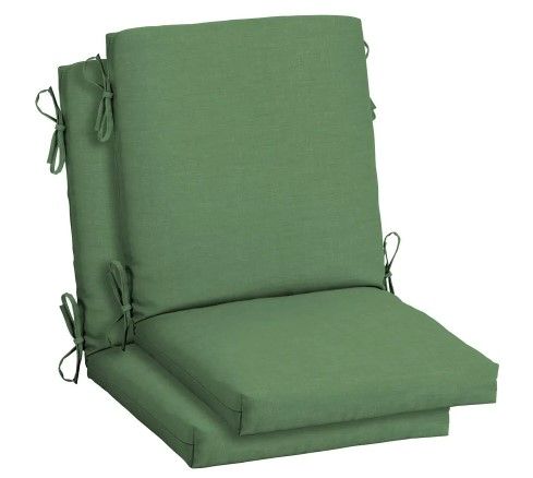 Photo 2 of 18 in. x 16.5 in. Mid Back Outdoor Dining Chair Cushion in Moss Green Leala (2-Pack)
