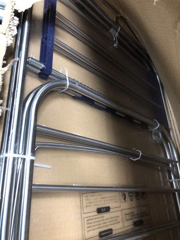 Photo 1 of SONGMICS Clothes Drying Rack, with Bonus Sock Clips, Stainless Steel Gullwing Space-Saving Laundry Rack, Foldable for Easy Storage, Silver Silver + Dark Blue