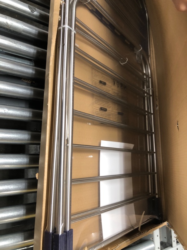 Photo 1 of SONGMICS Clothes Drying Rack, with Bonus Sock Clips, Stainless Steel Gullwing Space-Saving Laundry Rack, Foldable for Easy Storage, Silver Silver + Dark Blue