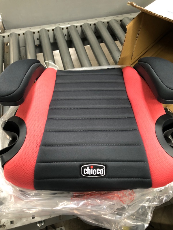 Photo 2 of Chicco GoFit Backless Booster Car Seat, Travel Booster Seat for Car, Portable Car Booster Seat for Children 40-110 lbs. | Coral/Orange Coral GoFit