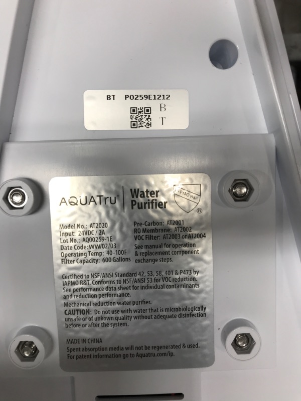 Photo 4 of AquaTru - Countertop Water Filtration Purification System with Exclusive 4-Stage Ultra Reverse Osmosis Technology (No Plumbing or Installation Required) | BPA Free
