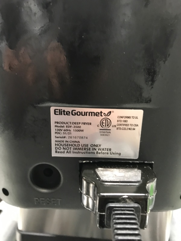 Photo 1 of Elite Gourmet EDF-3500 Electric Immersion Deep Fryer. Removable Basket, Timer Control Adjustable Temperature, Lid with Viewing Window and Odor Free Filter,Stainless Steel,3.5 Quart / 14 Cup