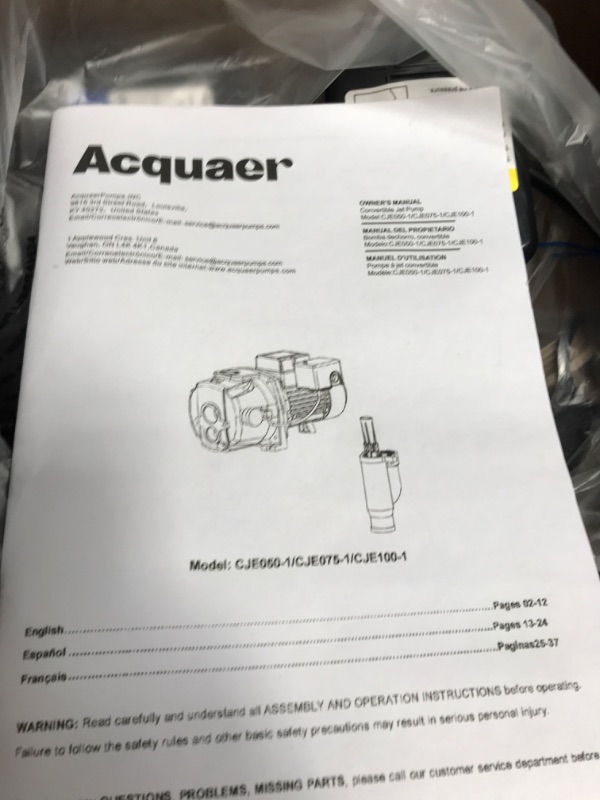 Photo 3 of Acquaer 1/2HP Shallow/Deep Well Jet Pump, Cast Iron Convertible Pump with Ejector Kit, Well Depth Up to 25ft or 90ft, 115V/230V Dual Voltage, Automatic Pressure Switch 1/2HP Convertible