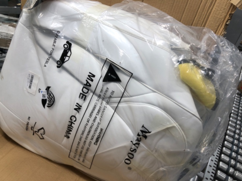 Photo 3 of Maysoo Tesla Seat Covers Model Y White Car Seat Covers(White-Organosilicon,Model Y(Full Set)) White Organosilicon model Y(full set)