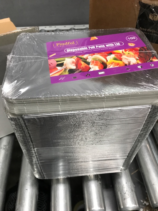 Photo 1 of 100 Pack Aluminum Foil Pans Disposable - 8.5"×6"×2" Foil Food Containers with Lids - 2.25 LB Heavy Duty Tin Foil Pans - for Cooking, Baking, Meal Prep and Freezer
