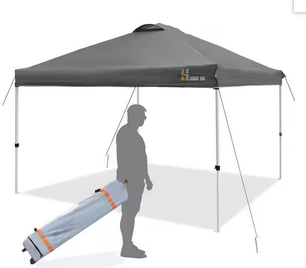 Photo 1 of 10 ft. x 10 ft. Pop Up Canopy, Portable Folding Instant Canopy Tent with Roller Bag, 4 Sand Bags
