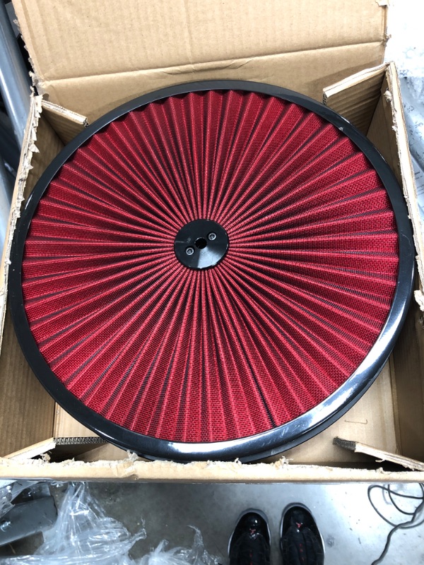 Photo 2 of DEMOTOR PERFORMANCE 14" x 4" Round Air Cleaner With Washable Element & Recessed Base Chevy Ford GM 14" x 4" Black