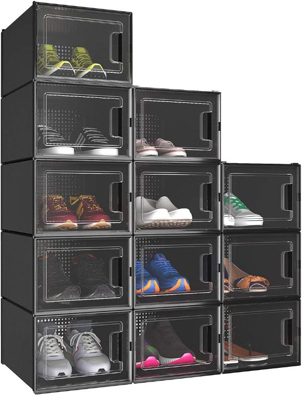 Photo 1 of 
YITAHOME Shoe Box, Set of 18 Size Shoe Storage Lightweight Plastic Organizers Stackable Shoe Storage Box Rack Drawers - Black
Style:18pcs
Color:Black