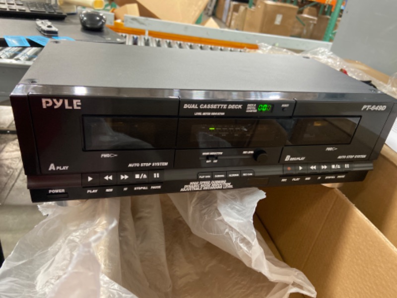 Photo 2 of Dual Cassette Deck | Music Recording Device with RCA Cables | Removable Rack Mounting Hardware | CrO2 Tape Selector | Built-in 3 Digit Tape Counter - 110V/220V