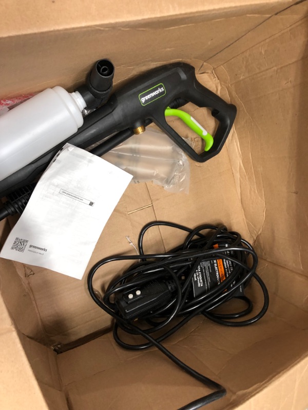 Photo 3 of 
Greenworks 1600 PSI (1.2 GPM) Electric Pressure Washer (Ultra Compact / Lightweight / 20 FT Hose / 35 FT Power Cord) Great For Cars, Fences, Patios, Driveways
Style:1600 PSI (1.2 GPM)