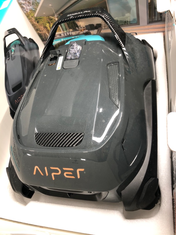 Photo 1 of 2023 Upgrade) AIPER Seagull Plus Cordless Pool Vacuum, Robotic Pool Cleaner Lasts 110 Min, Stronger Power Suction, LED Indicator, Ideal for Above/In-Ground Flat Pools up to 60 Feet