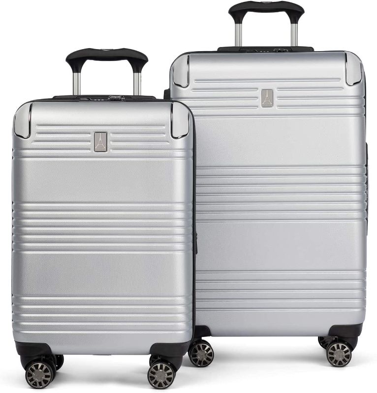 Photo 1 of *** used *** *** ONE IS USED THE OTHER IS NEW *** Travelpro Roundtrip Hardside Expandable Luggage, TSA Lock, 8 Spinner Wheels, Hard Shell Polycarbonate Suitcase, Silver, 2-Piece Set (21/25)
