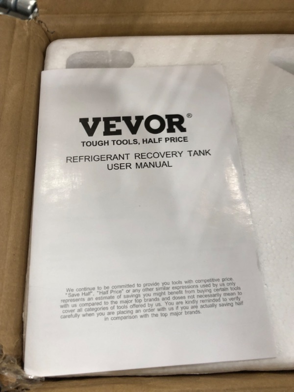 Photo 2 of *** NEW *** VEVOR Refrigerant Recovery Tank - 30 lb. Capacity Recovery Tank with 2 Pcs ¼ to ½ Adaptor, Reusable Recovery Tank HVAC for All Refrigerant, High-Sealing ac Recovery Tank with Trace Amount of N? 2023 Elite Version 30lb Orange+Gray