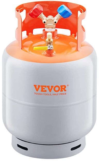 Photo 1 of *** NEW *** VEVOR Refrigerant Recovery Tank - 30 lb. Capacity Recovery Tank with 2 Pcs ¼ to ½ Adaptor, Reusable Recovery Tank HVAC for All Refrigerant, High-Sealing ac Recovery Tank with Trace Amount of N? 2023 Elite Version 30lb Orange+Gray