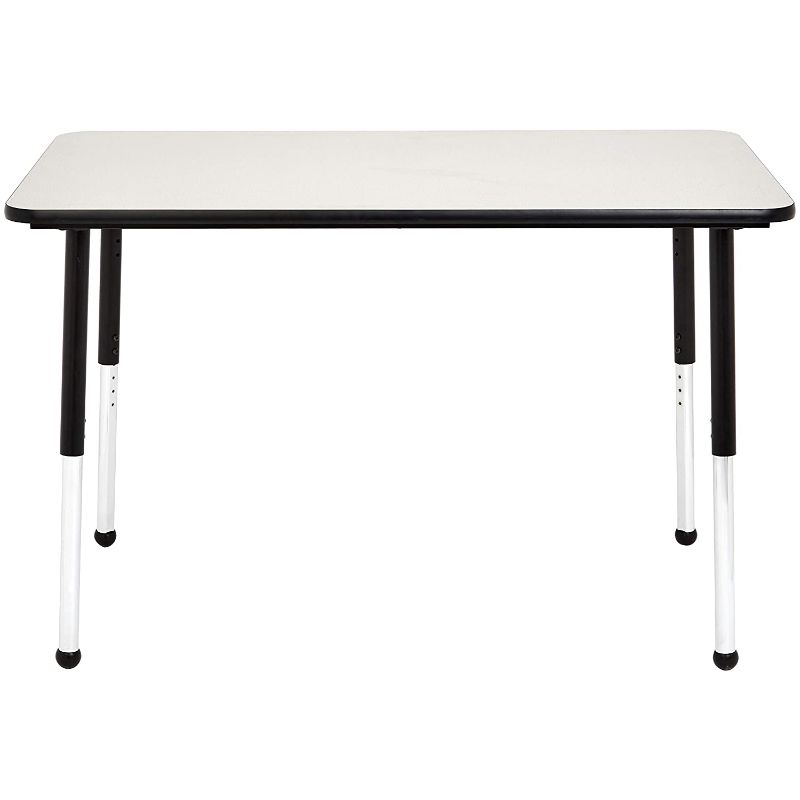 Photo 1 of *** USED *** ** MISSING LEGS ** Amazon Basics 30 x 48 Inch Rectangular School Activity Kids Table, Ball Glide Legs, Adjustable Height 19-30 Inch, Grey and Black
