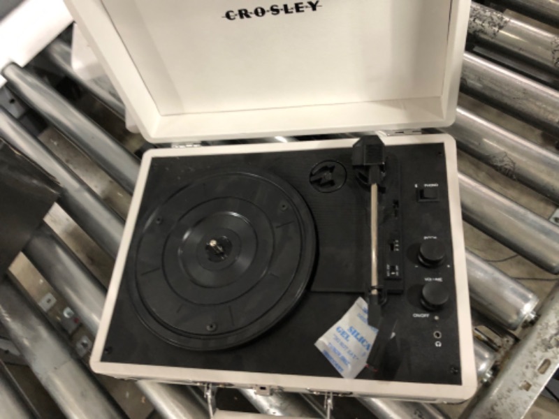 Photo 2 of Crosley CR8005F-LT Cruiser Plus Vintage 3-Speed Bluetooth in/Out Suitcase Vinyl Record Player Turntable, Light Tan Bluetooth In/Out Light Tan