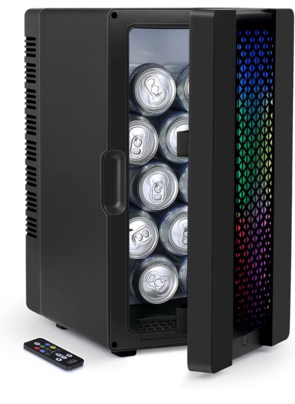 Photo 1 of **SEE NOTES**
Lights, 10 Cans Cooler Beverage Refrigerator, Upgrade Color-changing RGB Lights Controlled by Remote